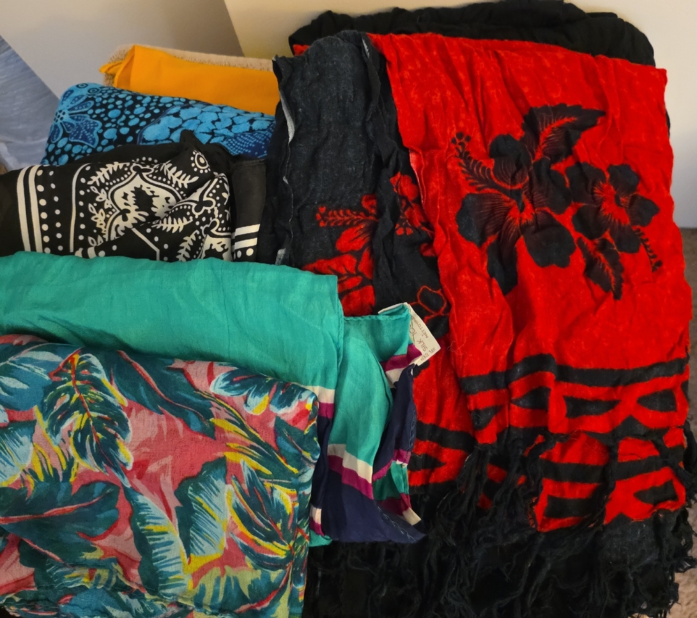 Assorted Colorful Scarves - Teal, Red, Black & Multicolor